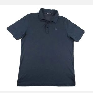 Travis Mathew Golf Men's Large L Short Sleeve Polo Shirt Blue Logo Casual